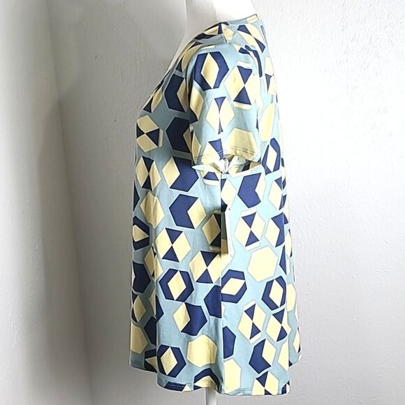 LuLaRoe Green, Yellow, & Blue T-Shirt with Geometric Designs, Size Small, NWT - Picture 6 of 9